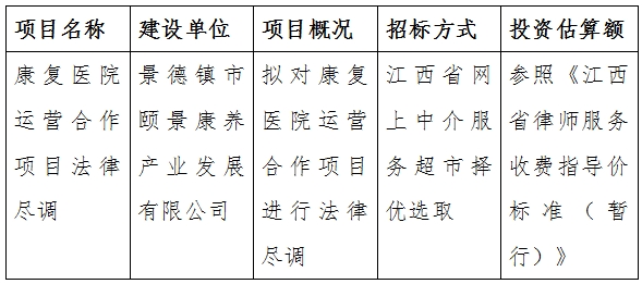 康復(fù)醫(yī)院運(yùn)營合作項目法律盡調(diào)計劃公告