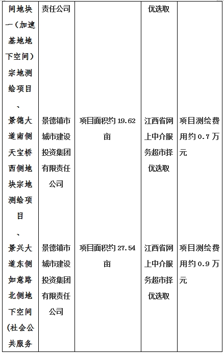 景德鎮(zhèn)市昌南新區(qū)LJ1-03-A01-1地塊、瓷都大道東側中渡口地下空間（格蘭云天大酒店地下空間）、光明大道北側利民路西側地下空間（青少年宮地下空間）、規(guī)劃二路北側地下空間地塊二（加速基地地下空間）、規(guī)劃二路北側地下空間地塊一（加速基地地下空間）、景德大道南側天寶橋西側地塊、景興大道東側如意路北側地下空間(社會公共服務